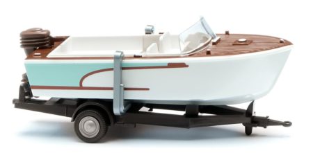 Wiking: Motorboot auf Anhänger, weiß mit Dekor
