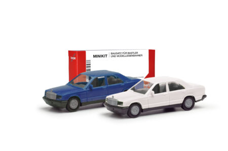 Herpa MiniKit: Mercedes-Benz 190E, 2er Set, Blau / Classicweiß -0