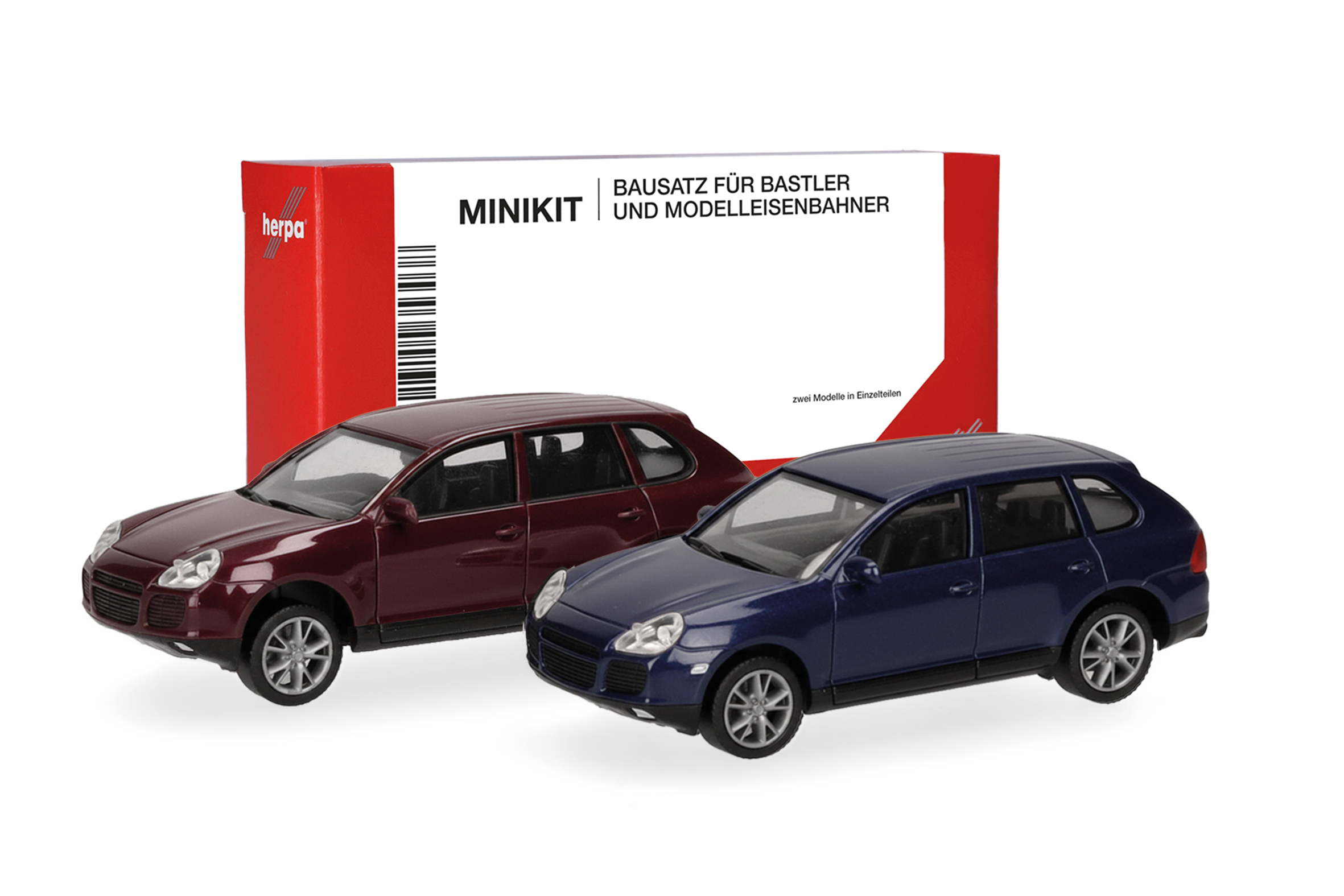 Herpa MiniKit: Porsche Cayenne Turbo, rot und meerblau