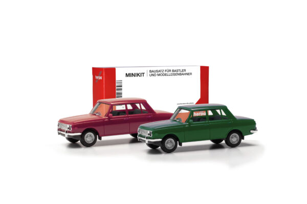 Herpa MiniKit: Wartburg 353 '66, 2er Set, Karminrot / Atlantikgrün -0