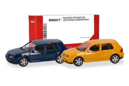 Herpa MiniKit: VW Golf IV (4-türig), gelb und blau