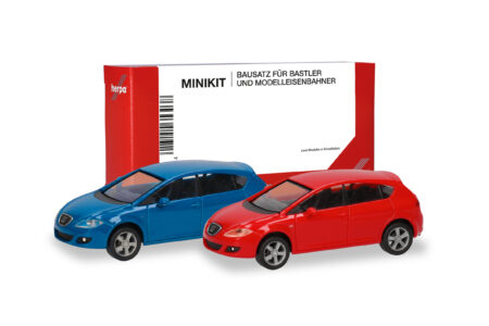 Herpa MiniKit: Seat Leon, verkehrsrot / verkehrsblau