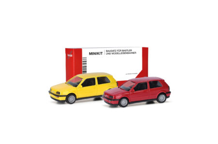 Herpa MiniKit: VW Golf III VR6 2türig, 2er-Set, flashrot / schwefelgelb -0