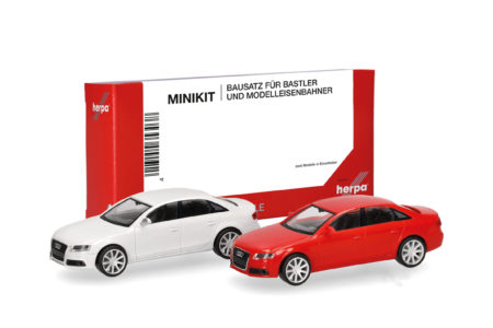 Herpa MiniKit:  Audi A4 Limousine, weiß und rot