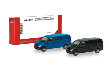 Herpa MiniKit: Mercedes-Benz Vito Kasten (W639 facelift / 2010), enzianblau und schwarz