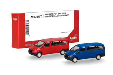 Herpa MiniKit: Mercedes-Benz Vito Bus (W639 / 2003), rot und ultramarinblau