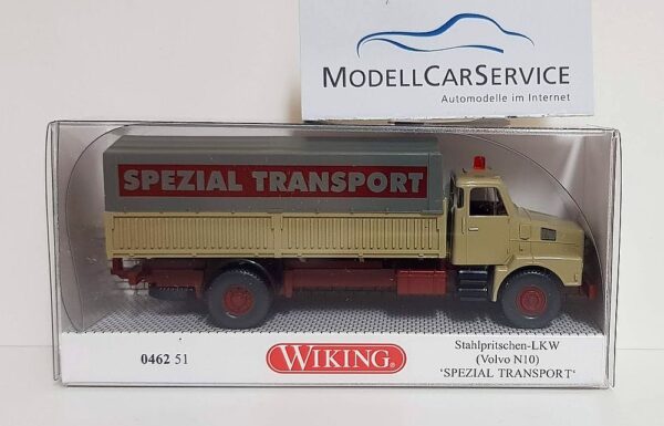 Wiking: Volvo N10 Stahlpritschen-Lkw "Spezial Transport" - olivgrau -9649