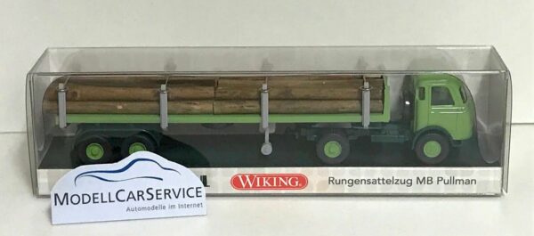 Wiking: MB Pullman Rungen-Sz. mit Rundholzladung-26038