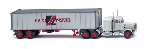 Wiking: Containersattelzug (Peterbilt 359) "Sealand"-0