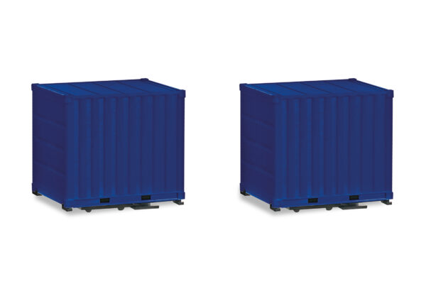 Herpa: Zubehör 10-ft-Container mit Platte, ultramarinblau-0