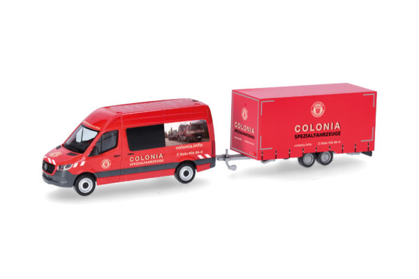 Herpa: MB Sprinter '18 Halbbus HD mit Tandemhänger "Colonia"