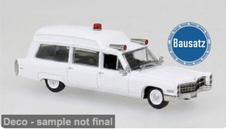 Brekina: Cadillac Miller-Meteor Ambulance (1966), weiß – Bausatz