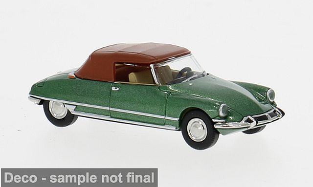 Brekina: Citroën DS Cabrio Chapron mit geschlossenem Verdeck, grünmetallic / braun