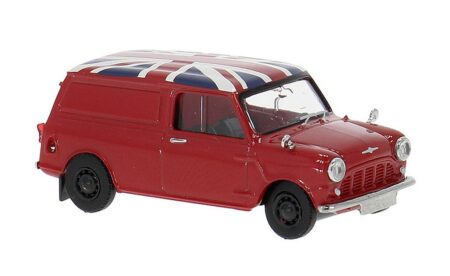 Brekina: Austin Mini Countryman, rot, mit "Union Jack"-Dekor