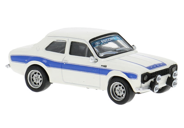 Brekina: Ford Escort RS 1800 Mk I, weiß mit blauem Dekor