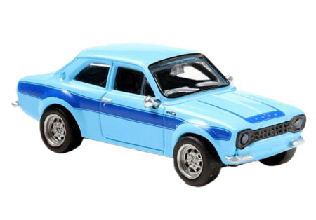 Brekina: Ford Escort RS 1800 Mk I, hellblau mit blauem Dekor