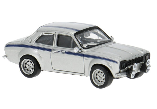Brekina: Ford Escort RS 1800 Mk I, silbermetallic mit Mexico-Dekor