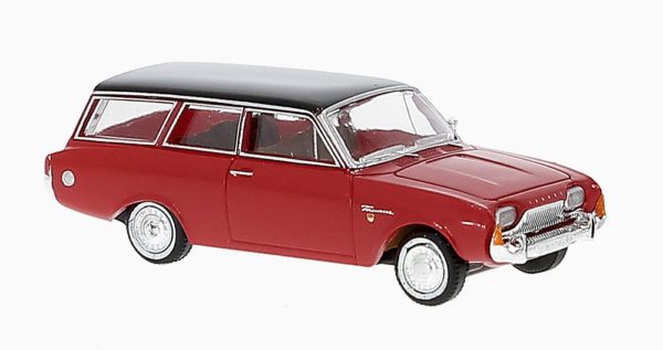 Brekina: Ford Taunus P3 Turnier, rot/schwarz