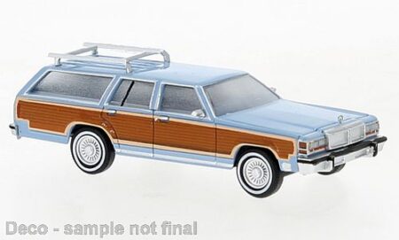 Brekina: Ford LTD Country Squire, hellblau/Dekor-0