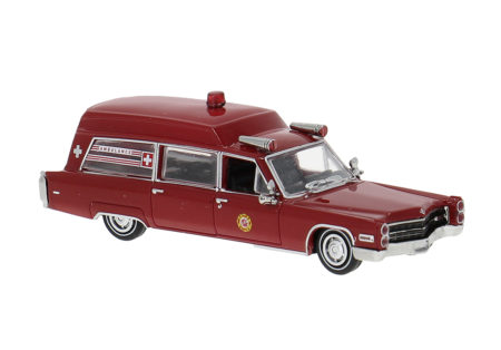 Brekina: Cadillac Miller Meteor Ambulance (1966), dunkelrot