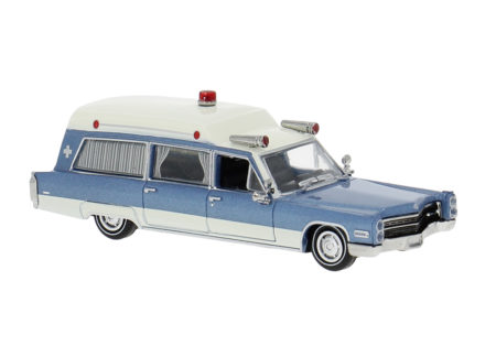 Brekina: Cadillac Miller Meteor Ambulance (1966), weiß / blau
