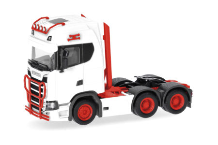 Herpa: Scania CS 20 HD Zugmaschine 3achs (6x4), weiß/rot