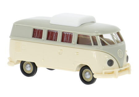 Brekina: VW T1b Camper mit Hubdach, grau/hellbeige