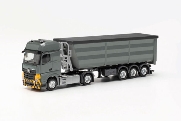 Herpa: MB Actros L Stahlrundmulden-Sattelzug, grau/gelb-0