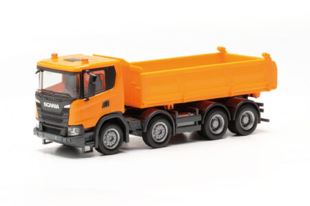 Herpa: Scania XT17 Meiler 3-Seitenkipper, kommunalorange -0