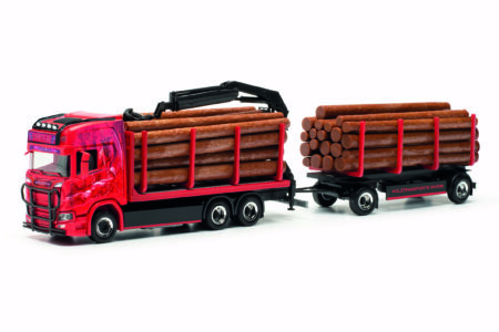 Herpa: Scania CR20 HD Holztransporter-Hz. "Wurm Transporte"-0