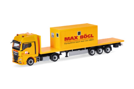 Herpa: MAN TGX GX Flachbett-Sz. mit Bürocont. "Max Bögl" -0