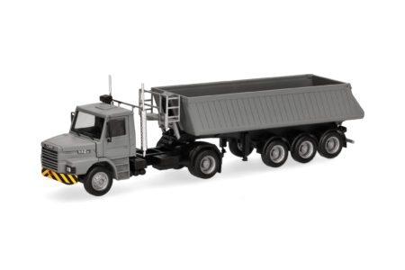 Herpa: Scania Hauber Kipp-Sattelzug, grau/gelb
