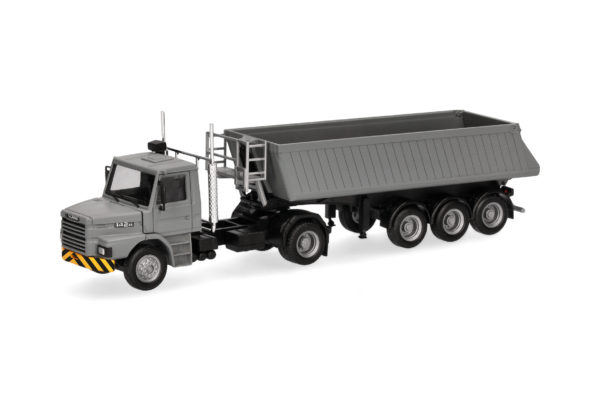 Herpa: Scania Hauber Kipp-Sattelzug, grau/gelb