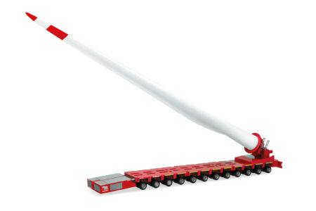 Herpa: Flügeltransport Goldhofer FTV 300 mit Windradflügel "Mammoet" (NL)