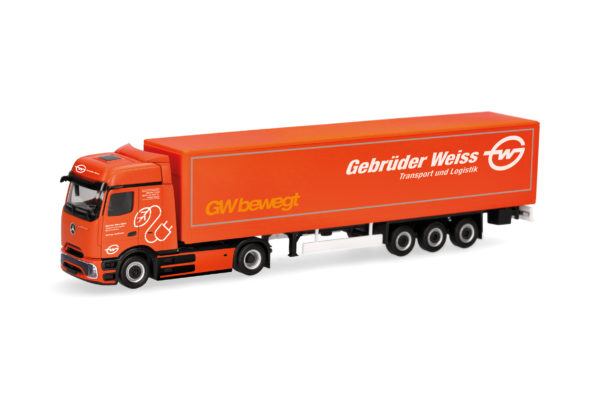 Herpa: MB eActros 600 ProCabin BS Planen-Sz. "Gebrüder Weiss" (AT)