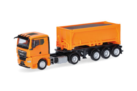 Herpa: MAN TGX GN Abraummulden-Sz. mit Ladegut, kommunalorange