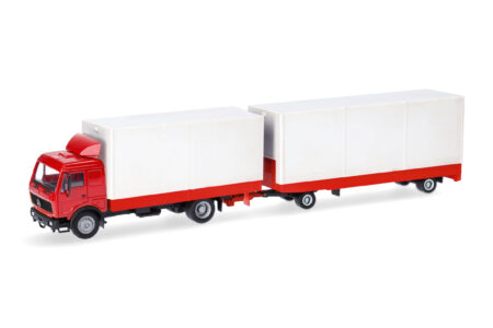 Herpa Basic: MB NG Volumen-Hängerzug, rot/weiß