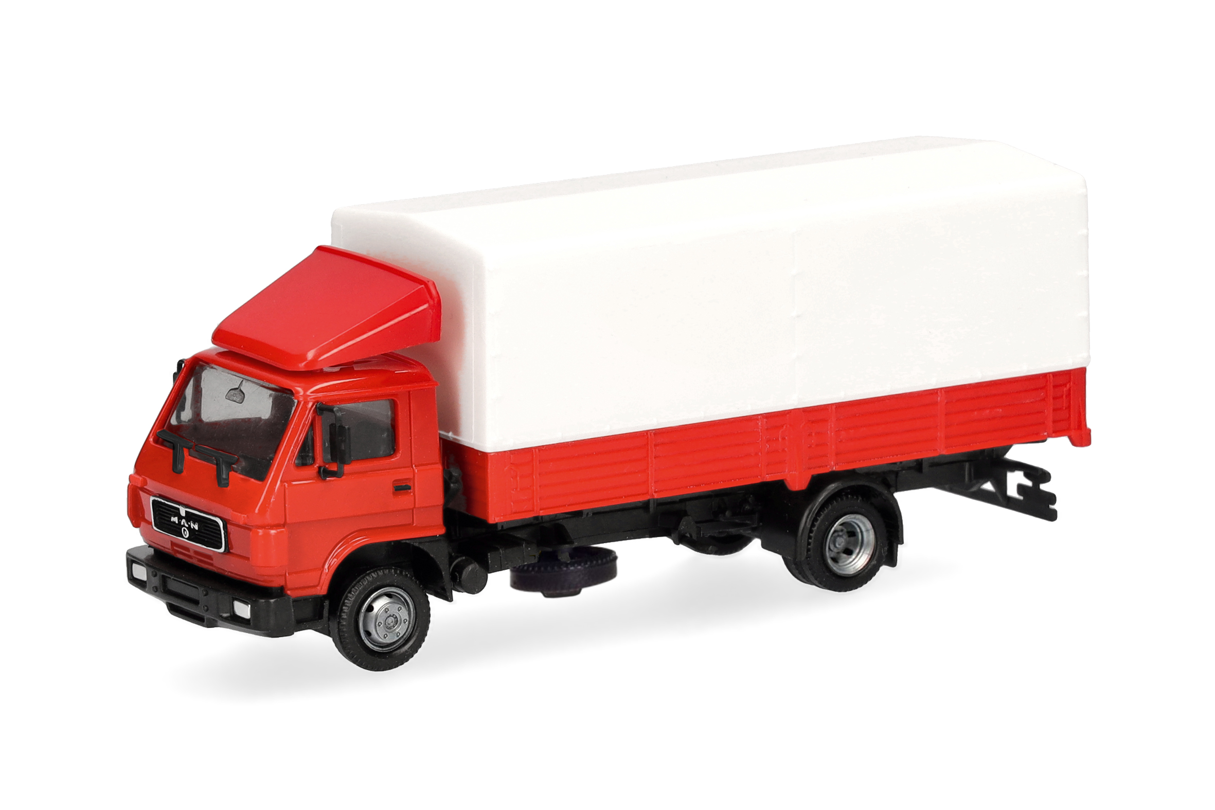 Herpa Basic: MAN G90 Planen-Lkw, rot/weiß