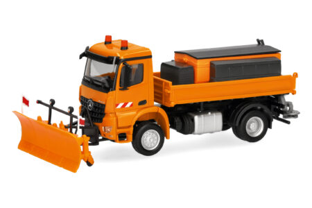 Herpa: MB Arocs S 18 3-S-Kipper-Lkw mit Streuaufbau, kommunalorange
