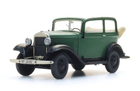 Artitec 1/87 (H0): Opel 1.2l Cabriolimousine, grün, Dach offen