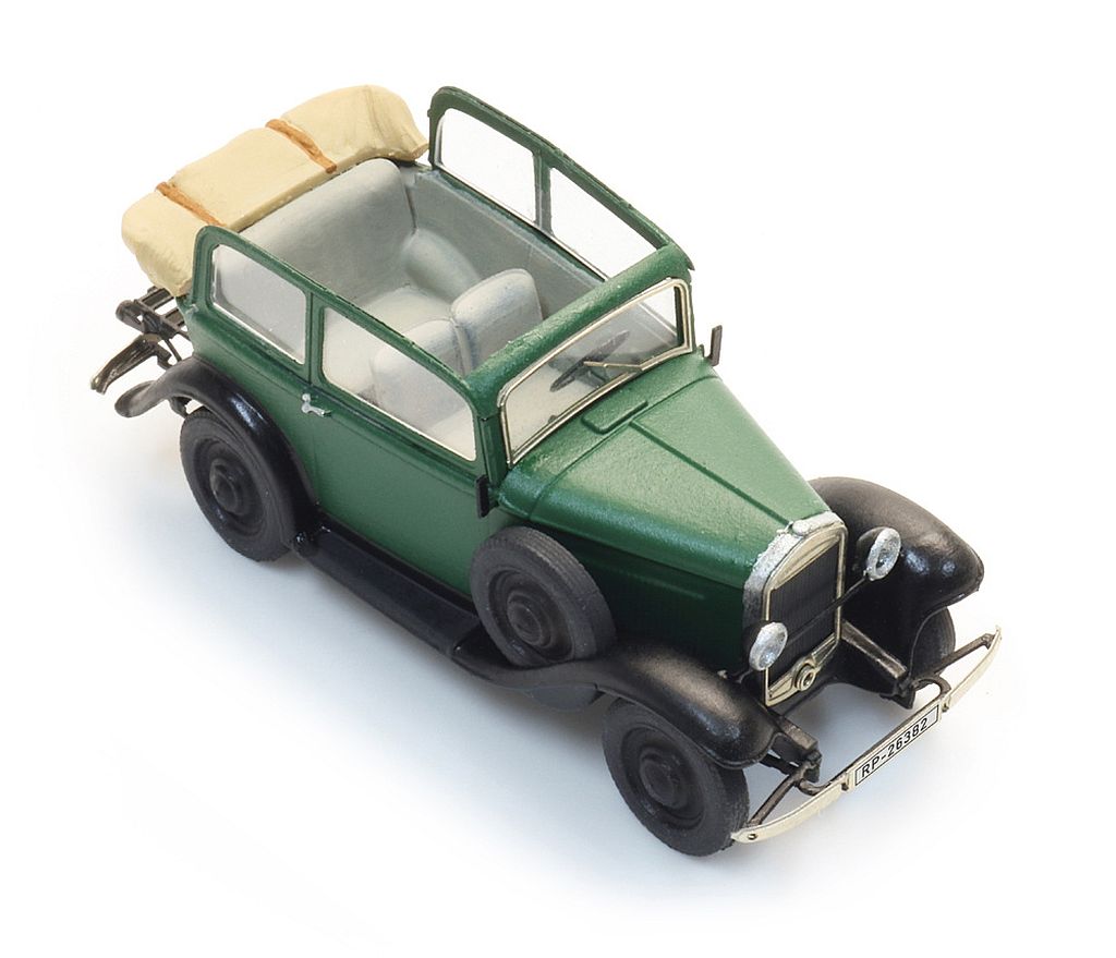 Artitec 1/87 (H0): Opel 1.2l Cabriolimousine, grün, Dach offen – Bild 3