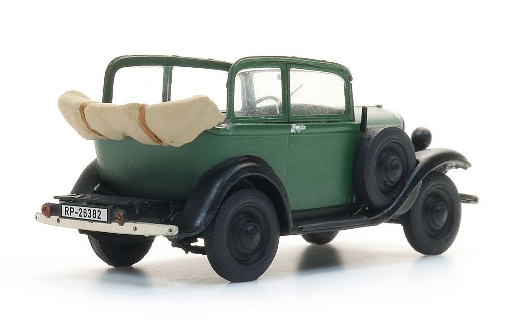 Artitec 1/87 (H0): Opel 1.2l Cabriolimousine, grün, Dach offen – Bild 2