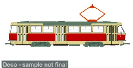 Brekina: Tatra Straßenbahn T3/T4 (1970), hellbeige/rot