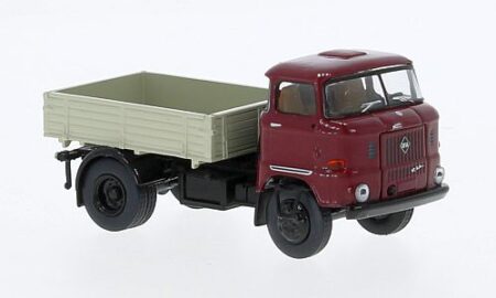 Brekina: IFA W 50 Zugm.mit Pritsche, dunkelrot / grau-0