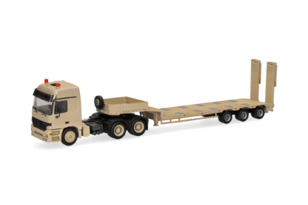 Herpa Military: MB Actros L (96) MP1 Tieflade-Sz. "Belgische Armee", sandbeige (B)