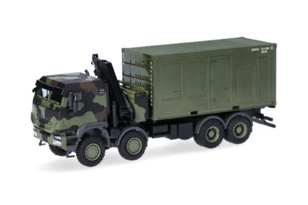 Herpa Military: Iveco Trakker 8x8 Lkw mit Kran 20 ft. Container "BW"
