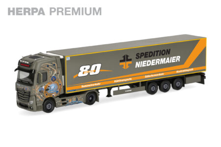 Herpa Premium: MB Actros 18 L GS KüKo-Sz. "Niedermaier 80 Jahre"