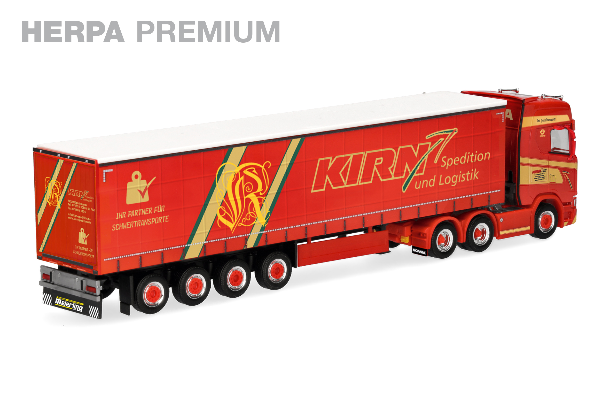 Herpa Premium: Scania CS 20 Hochdach Gardinenplanen-Sattelzug "Hans Kirn" – Bild 2