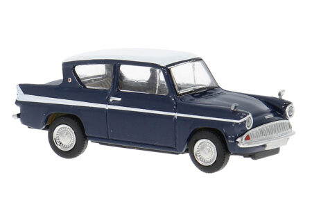 Brekina: Ford Anglia 105E, dunkelblau / weiß