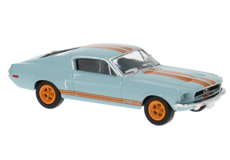 Brekina: Ford Mustang Fastback (1968), hellblau/orange